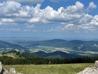 Der höchste Punkt "der Hinterwaldkopf" war gegen Mittag erreicht. Der Blick reicht über das Dreisamtal nach Freiburg, zum Kaiserstuhl und bis zu den Vogesen.